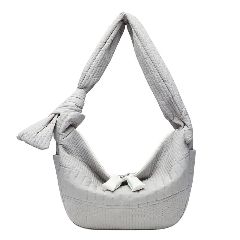 Pleated Casual Style Morning Bun Dumpling Bag for Women New Lightweight Large-Capacity Shoulder Bag Casual Fabric Crossbody Bag