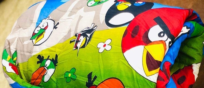 TEEJA Microfiber Soft Design Print Reversible Double Bed Single Bed Dohar Blanket AC Dohar for Kids Multicolour ANGERY Birds Double Bed