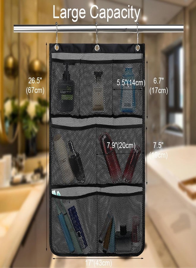 GYEUKHAM Hanging Mesh Shower Caddy for Bathroom - Quick Drying Portable Shower Organizer with Multiple Pockets for Soap,Shampoo and Cruise Ship Essentials - Space-Saving Bathroom Storage,Black - Image 2