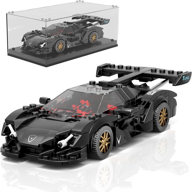 mould king 27061 Technik Speed Champion Car Building Blocks Egg Sports Car Clamping Building Blocks Racing Car Construction Toy with Acrylic Display Case Model Cars for Collecting (325 Pieces) - Image 1