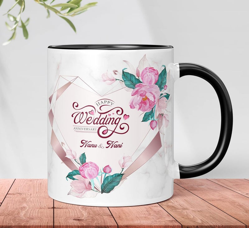NH10 DESIGNS NH10 DESIGNS Happy Wedding Anniversary Nanu and Nani Printed Mug for Marriage Anniversary Wedding Anniversary Gift for Couples Nana Ji Nani Ji Nanu HAV3TM 15  - Image 1