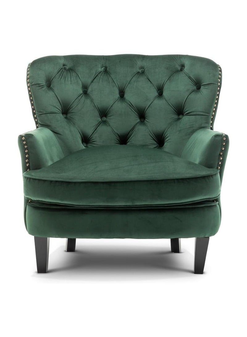 HomeJoyz RoyalElegance Armchair – Bottle Green Velvet – Tufted Back with Classic Detailing - Image 3