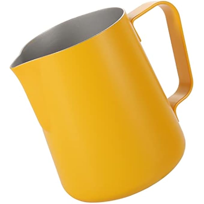 Dianoo Espresso Steaming Pitcher 350Ml Milk Frothing Pitcher Stainless Steel Coffee Milk Frothing Cup Coffee Jug Latte Art Yellow - Image 2