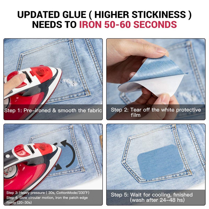 HTVRONT Iron on Patches for Clothes, 20PCS Iron on Patches for Jeans 3" by 4-1/4", 4 Shades of Cotton Denim Clothing Repair and Decoration Kit for DIY Repair, Crafting, Embellishment - Image 2