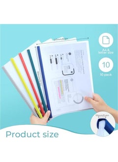 Arabest 10-Pack Clear Report Covers with Random Color Sliding Bar, Holds 85 Sheets, for A4/Letter Size Documents, Ideal for School and Office Presentations.  - Image 3