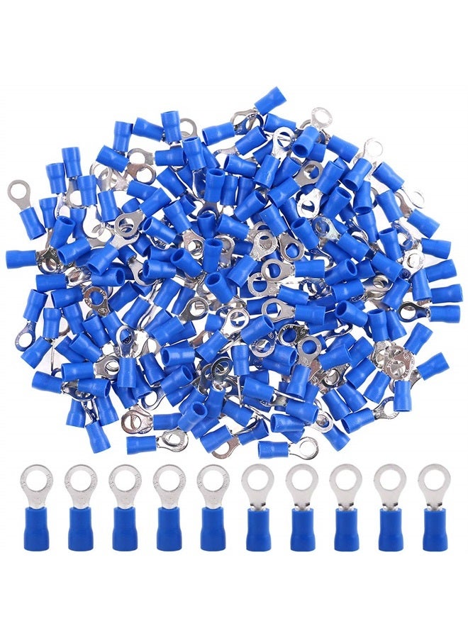 Hilitchi 100Pcs 16-14AWG Insulated Terminals Ring Electrical Wire Crimp Connectors (Blue, M5)