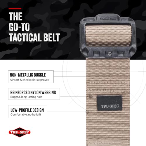 Tru-Spec Security Friendly Tactical Belt - Durable, Rip-Resistant Nylon Belts for Men and Women with Non-Metallic Buckle, Tan - 4X-Large - Image 3