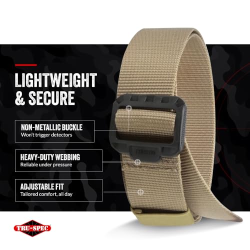 Tru-Spec Security Friendly Tactical Belt - Durable, Rip-Resistant Nylon Belts for Men and Women with Non-Metallic Buckle, Tan - 4X-Large - Image 5