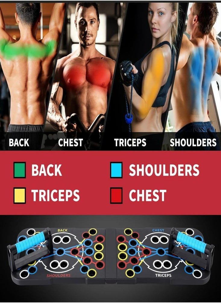 Oasisgalore - Push Up Board Versatile Home Gym Equipment Foldable Portable Color-Coded for Targeted Muscle Engagement Professional Strength Training - Image 1