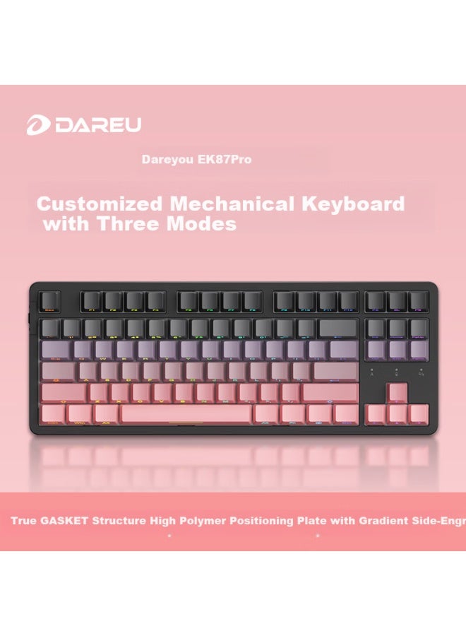 Daryo Daryu Ek87pro Mechanical Keyboard Wired/wireless/bluetooth Three-mode Gaming Keyboard Full Key Hot-swappable Gasket Structure Blackberry Pink Dreamy Hifi Switch - Image 5