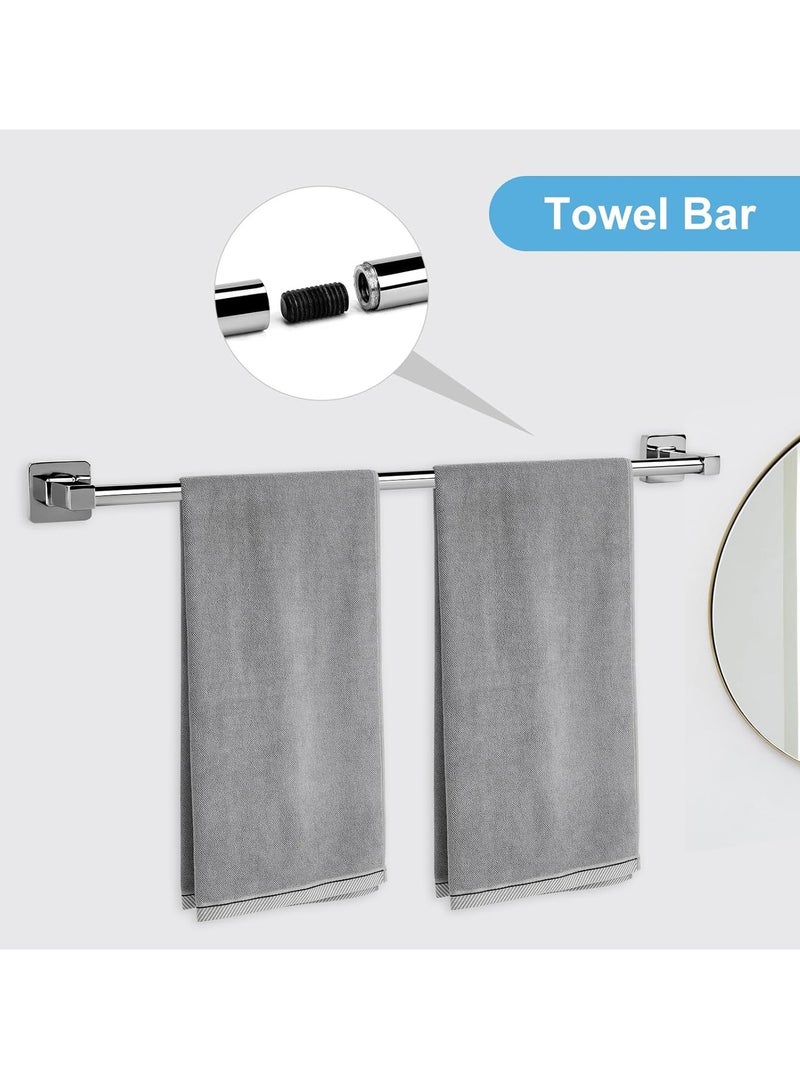 5 Pieces Polished Chrome Bathroom Hardware Accessories Set,Stainless Steel 23.6" Hand Towel Bar Set, Toilet Paper Holder, Towel Ring ，Towel Rack Set Silver - Image 2