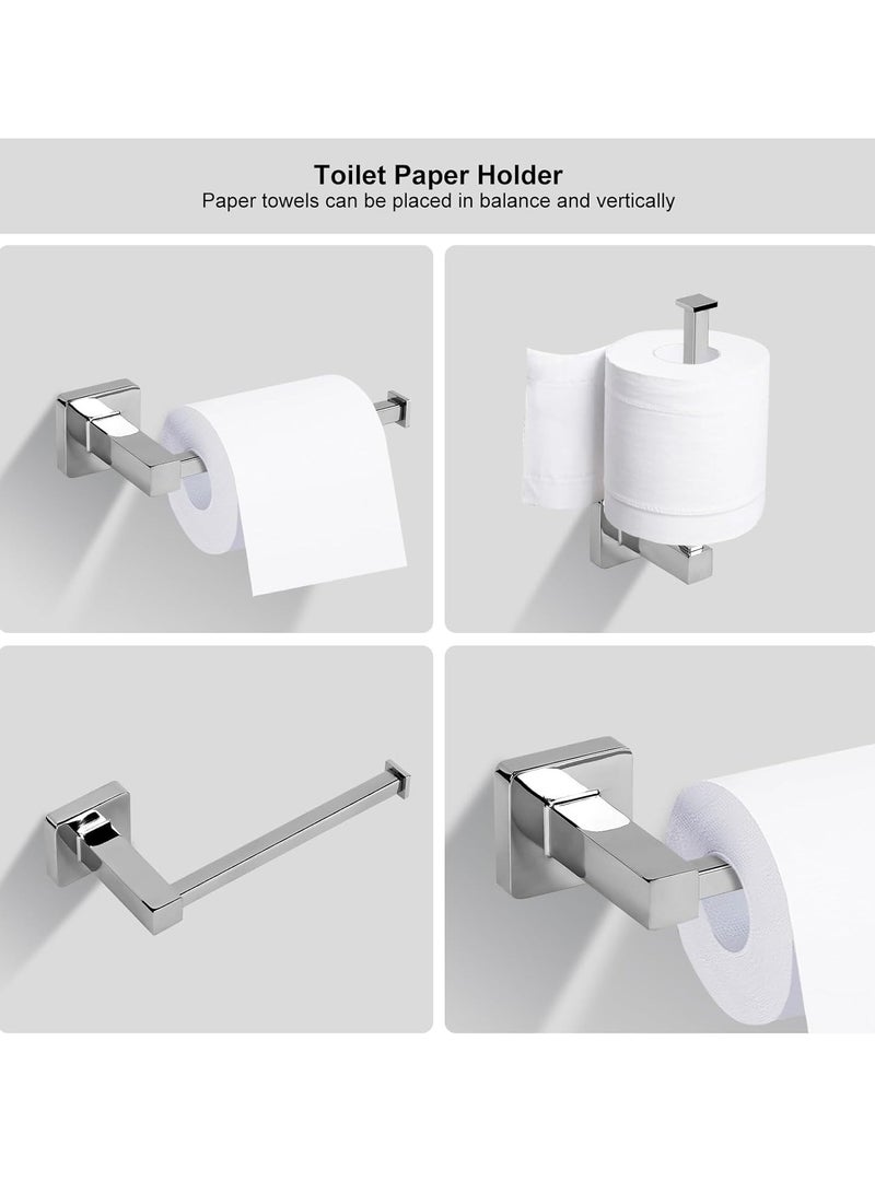 5 Pieces Polished Chrome Bathroom Hardware Accessories Set,Stainless Steel 23.6" Hand Towel Bar Set, Toilet Paper Holder, Towel Ring ，Towel Rack Set Silver - Image 4