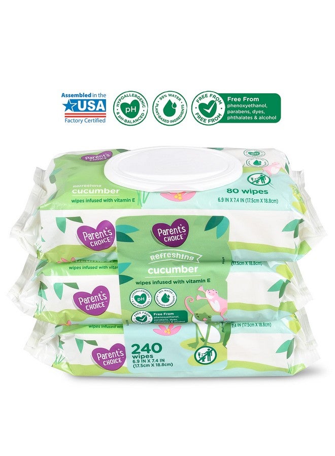 بيرنتس تشويس مناديل مبللة للأطفال من اختيار الوالدين، عبوة اقتصادية بنكهة الخيار، 240 منديلًا - Image 1