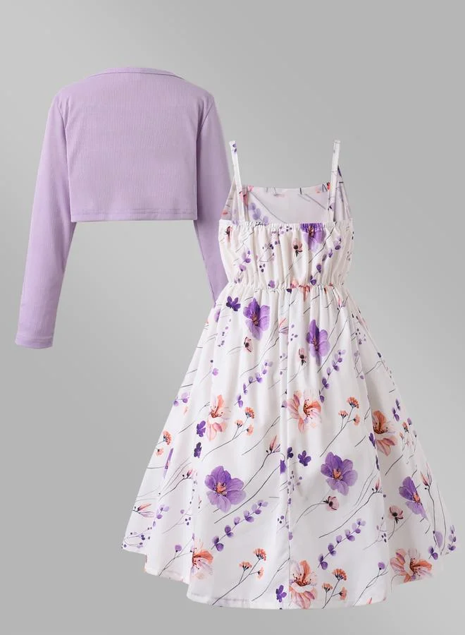 تايك تو مجموعة من فستان أزهار وكارديجان للأطفال