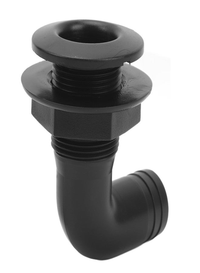 Acouto 90-Degree Thru Hull Fitting, Marine Thru Hull Connector Leakproof Ergonomic Rugged 90° Thru Hull Fitting Boat Drain Plug for Yacht Boats (Black) - Image 1