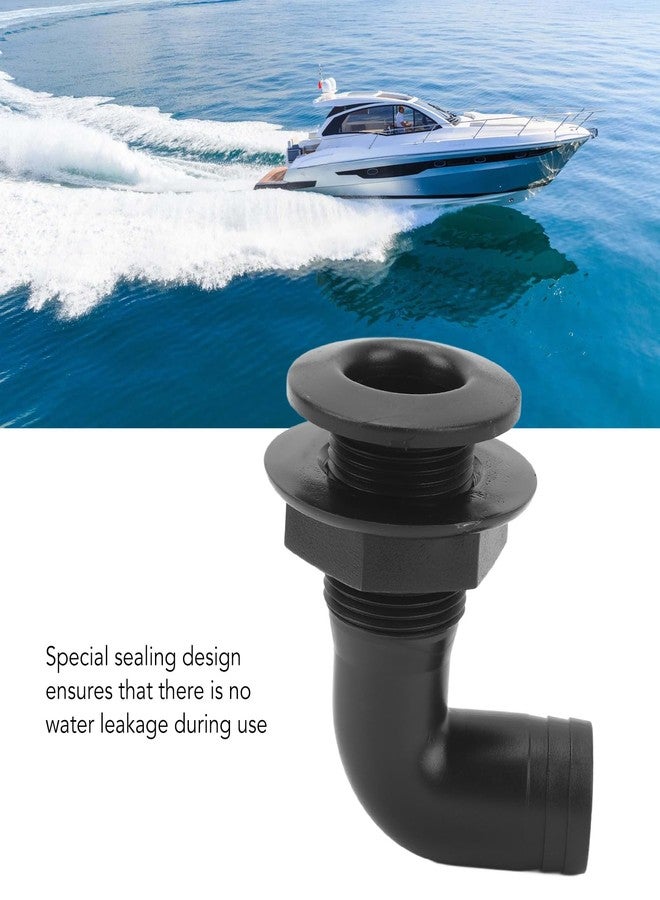 Acouto 90-Degree Thru Hull Fitting, Marine Thru Hull Connector Leakproof Ergonomic Rugged 90° Thru Hull Fitting Boat Drain Plug for Yacht Boats (Black) - Image 3