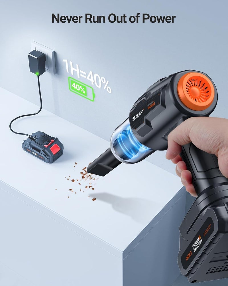 PARSPAR Cordless Car Vacuum Cleaner High Power 21000pa Battery Small Handheld Vacuum Cleaner Lightweight Compact Handheld Car Vacuum Cleaner 18v120w Vacuum Cleaner for CarHomeOfficePet - Image 2