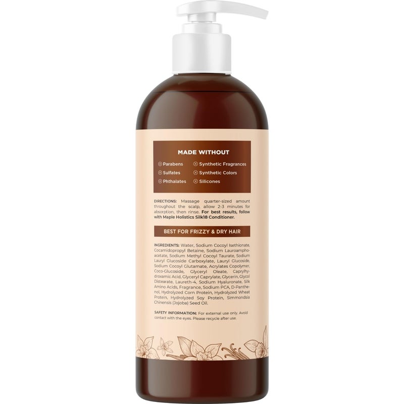 Maple Holistics Moisturizing Shampoo for Dry Hair Care - Silk18 Advanced Anti Frizz Ultra Hydrating Shampoo for Color Treated Hair with Silk Amino Acids and Plant Proteins - Sulfate Free Shampoo for Men and Women - Image 4