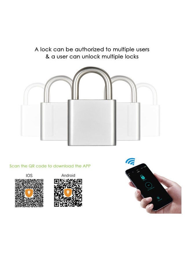 NIBEMINENT - Smart Keyless Lock Waterproof And App Unlock Anti-Theft Padlock Sliver - Image 1