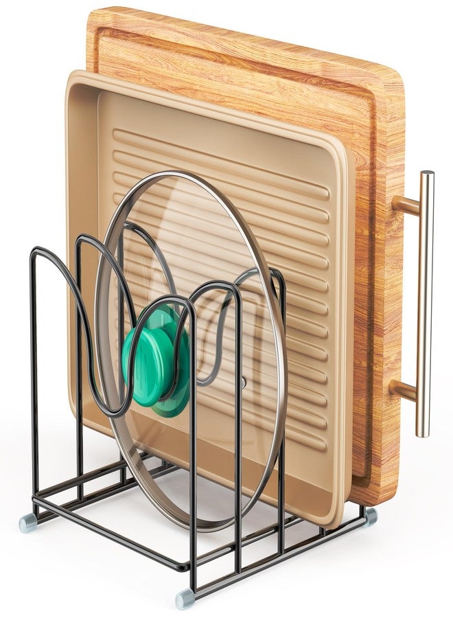 PLUVON Pot Lid Organizer Rack,1.6in Wide Cutting Board Organizer for Pan Lids,Baking Sheets,Cookie Sheets, with 4 Slots,Cutting Board Holder Rack(1PC-Large) - Image 1
