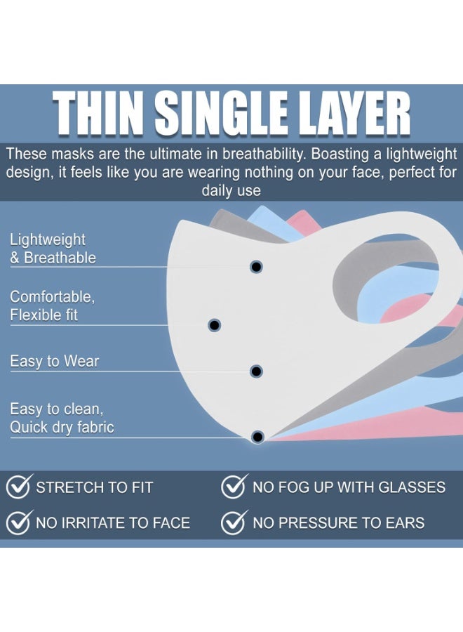 عبوة من 10 أغطية للوجه مزودة بحلقات أذن مرنة، تغطي الوجه بالكامل، مضادة للغبار، للجنسين، قابلة للغسل وإعادة الاستخدام للرجال والنساء، ناعمة على الوجه والبشرة (ملونة) - Image 3