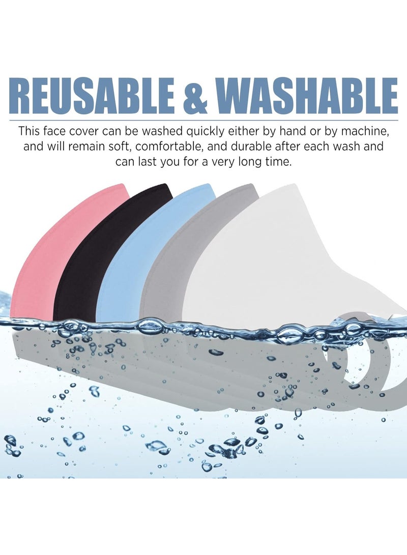 عبوة من 10 أغطية للوجه مزودة بحلقات أذن مرنة، تغطي الوجه بالكامل، مضادة للغبار، للجنسين، قابلة للغسل وإعادة الاستخدام للرجال والنساء، ناعمة على الوجه والبشرة (ملونة) - Image 4