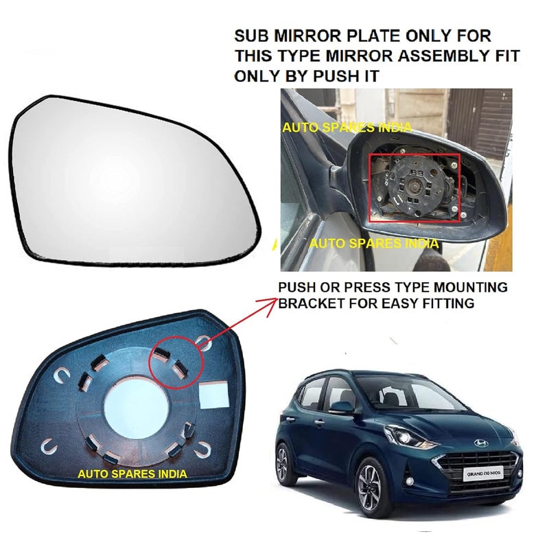 STYCARO Side View Mirror Glass compatible with Hyundai Grand i10 Nios 2019-2023 Model (Non-Heated) (RIGHT DRIVER SIDE) - Image 2