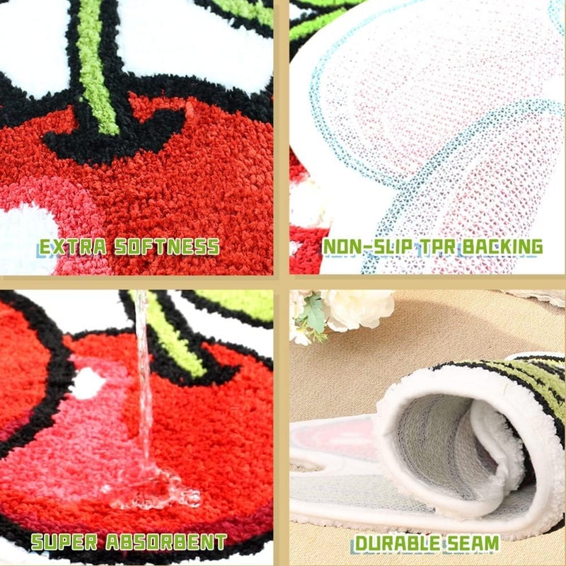 AAZEEM Mat Rugs Non-Slip Abstract Bath Rugs Cute Mat Washable for Tube|Rectangular Door Mat for Home |Drawingroom |Easy Clean Indoor and Outdoor Floor Mat |Cherry | - Image 4