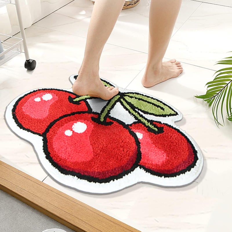 AAZEEM Mat Rugs Non-Slip Abstract Bath Rugs Cute Mat Washable for Tube|Rectangular Door Mat for Home |Drawingroom |Easy Clean Indoor and Outdoor Floor Mat |Cherry | - Image 5