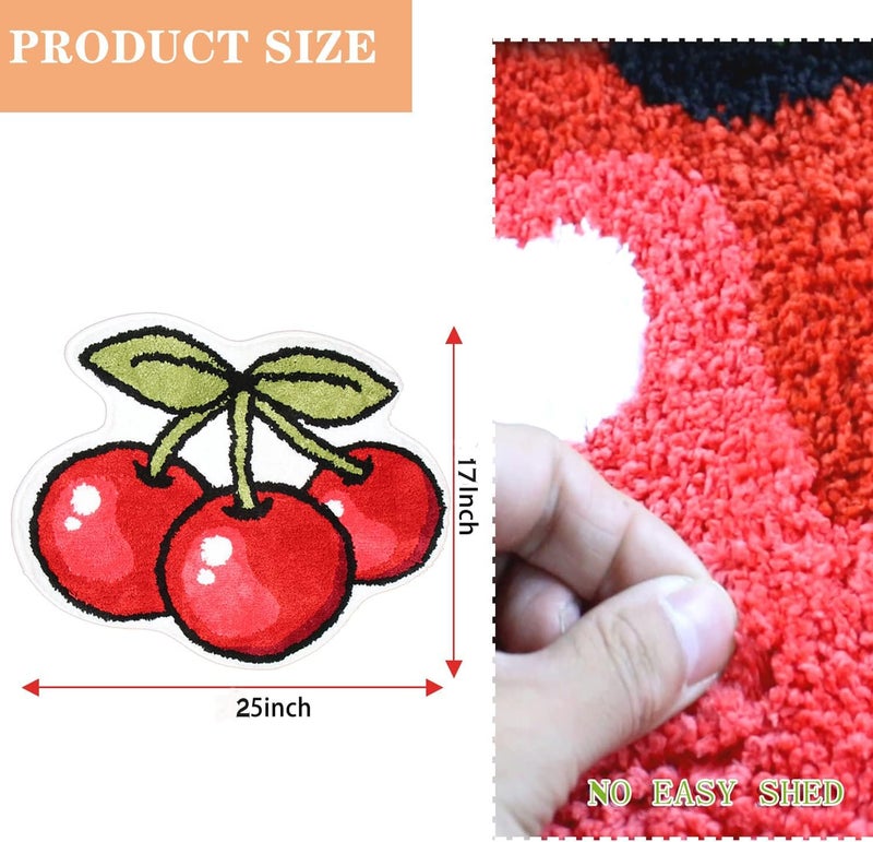 AAZEEM Mat Rugs Non-Slip Abstract Bath Rugs Cute Mat Washable for Tube|Rectangular Door Mat for Home |Drawingroom |Easy Clean Indoor and Outdoor Floor Mat |Cherry | - Image 2