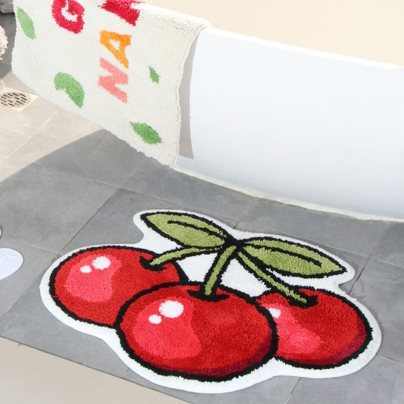 AAZEEM Mat Rugs Non-Slip Abstract Bath Rugs Cute Mat Washable for Tube|Rectangular Door Mat for Home |Drawingroom |Easy Clean Indoor and Outdoor Floor Mat |Cherry | - Image 1