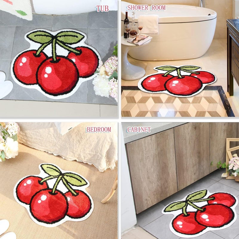 AAZEEM Mat Rugs Non-Slip Abstract Bath Rugs Cute Mat Washable for Tube|Rectangular Door Mat for Home |Drawingroom |Easy Clean Indoor and Outdoor Floor Mat |Cherry | - Image 3
