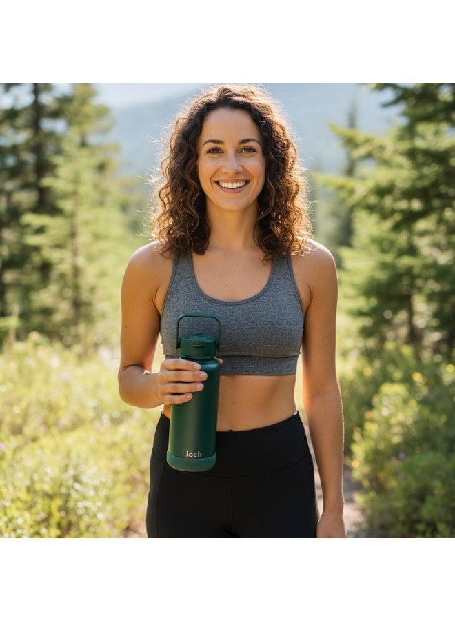 Loch 900ml (32 Oz) Monochrome Stainless Steel Bottle Forest Green - Image 4