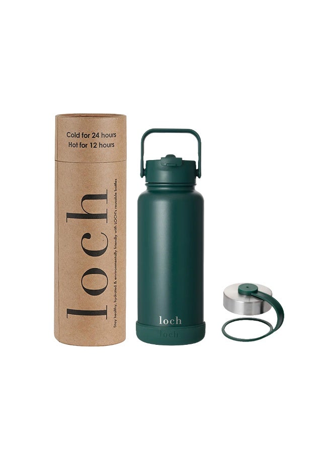 Loch 900ml (32 Oz) Monochrome Stainless Steel Bottle Forest Green - Image 1