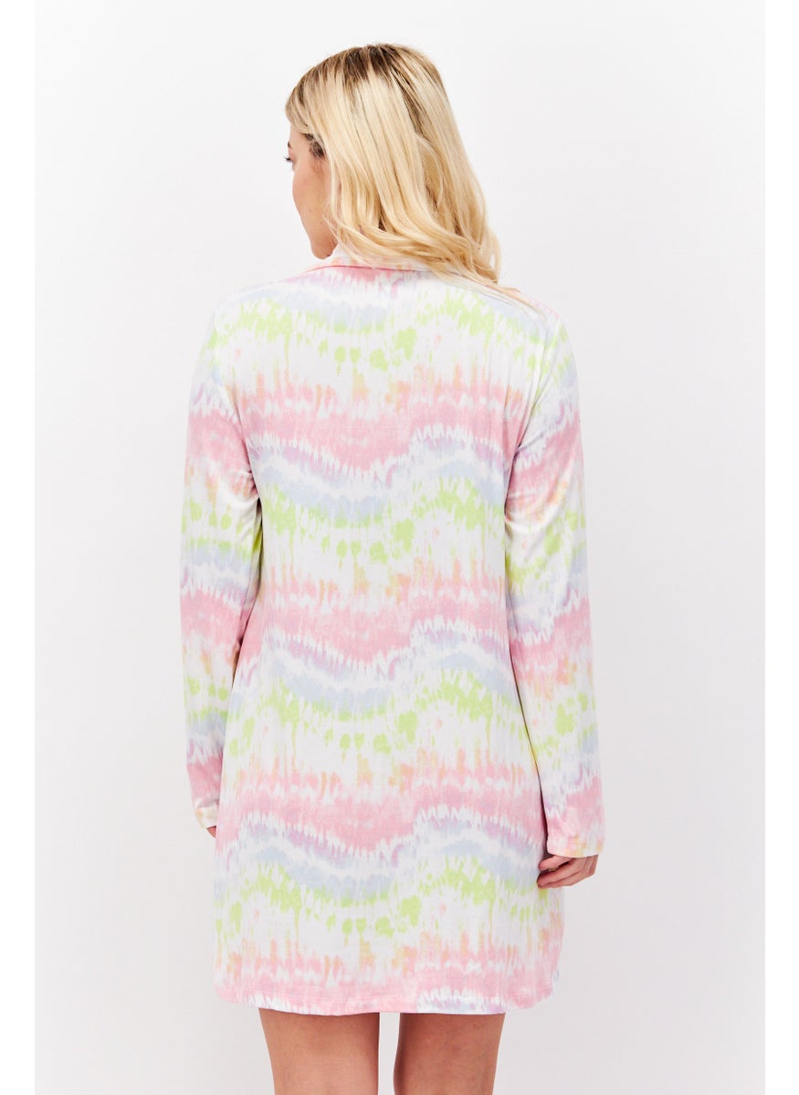 French Affair Women Tie Dye Long Sleeve Dress, Pink Combo  - Image 3