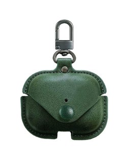 AirPods 3rd Generation Case (2021), Leather Protective Case Skin Cover with Keychain and Lock for Apple Airpods 3 Case Women Men Army Green