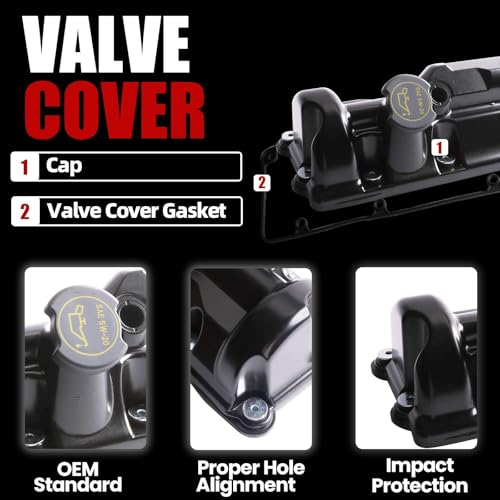 MITZONE مجموعة غطاء الصمام المصنوعة من الألمنيوم الجانبي الأيمن من MITZONE متوافقة مع فورد E-150 E-250 F-150 كراون فيكتوريا لمركوري غراند ماركيز ولموديل لينكولن تاون كار 4.6L V8 2006-2014 - Image 5