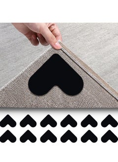 KASTWAVE Rug Gripper Set, 12 Pcs Double Sided Non-Slip Grippers for Rugs, Curling Rug Tape Grippers for Hardwood Floors, Corner Side Gripper for Hardwood Floors and Tile (Black)  - Image 1