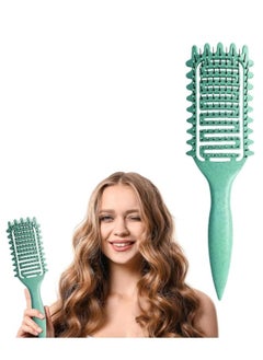 BUPY 2024 Newest Vented Curly Hair Brush, Bounce Curl Define Styling Brush, Wet Dry Detangler Hair Brush, The Essential Tool For Shaping and Styling Your Curls, Achieve Perfectly Defined Curls (Green)  - Image 1
