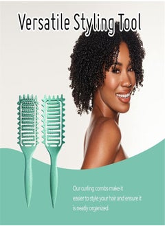 BUPY 2024 Newest Vented Curly Hair Brush, Bounce Curl Define Styling Brush, Wet Dry Detangler Hair Brush, The Essential Tool For Shaping and Styling Your Curls, Achieve Perfectly Defined Curls (Green)  - Image 3