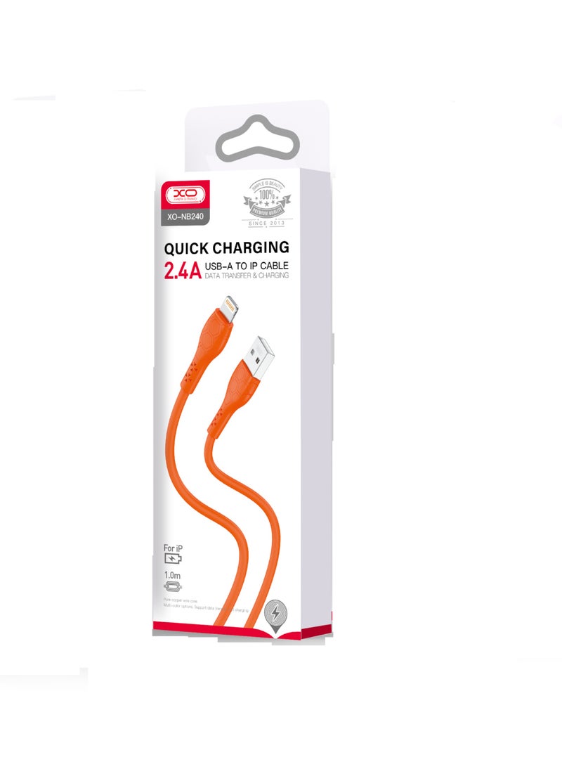XO NB240 Football design Lightning 2.4A Soft Rubber Cable  - Image 2