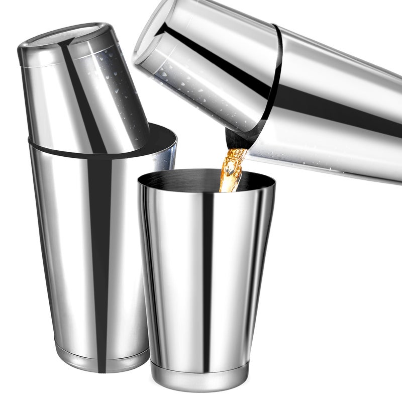 Stock Your Home طقم خلط مشروبات بوسطن 2 عبوة 18 أونصة 28 أونصة من الفولاذ المقاوم للصدأ