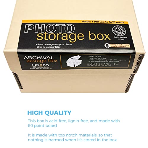 Lineco, Tan Hinged Lid Photo Box 5.5"x7.75"x12" Archival Acid-Free. Holds Up to 1100 of 4x6 or 5x7 Pictures, Prints, Art. Preserve Longevity, Documents, Craft, Papers, Cards - Image 3
