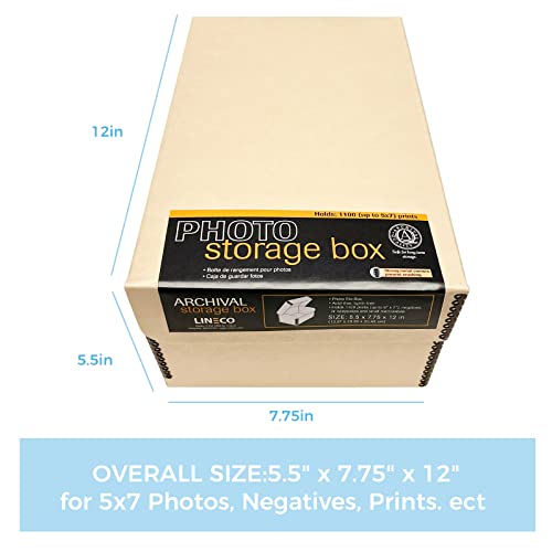 Lineco, Tan Hinged Lid Photo Box 5.5"x7.75"x12" Archival Acid-Free. Holds Up to 1100 of 4x6 or 5x7 Pictures, Prints, Art. Preserve Longevity, Documents, Craft, Papers, Cards - Image 2