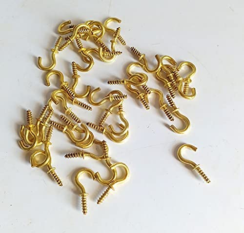 UAPAN MetalCraft Brass Plated J Hook Screw Half Circle Eye Shape, Self Tapping Hooks Ring Bronze Plated (1.5 Inch, 100) - Image 3