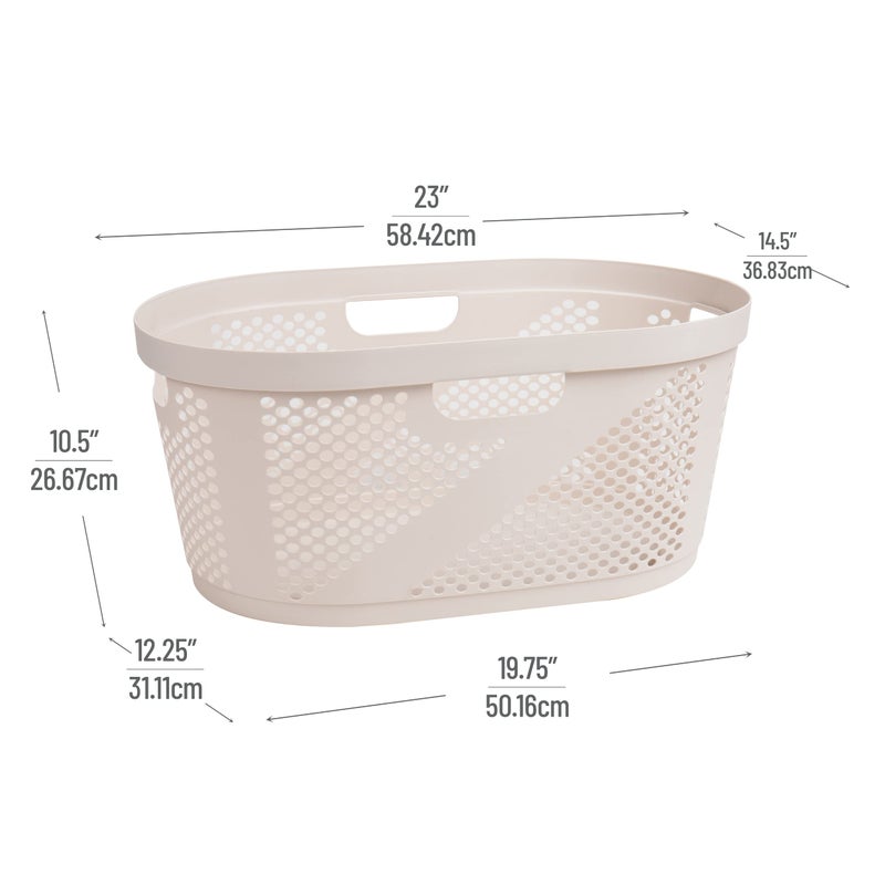 Mind Reader 40L Laundry Basket, Clothes Hamper, Premium Wicker Design, Plastic, Ivory - Image 3