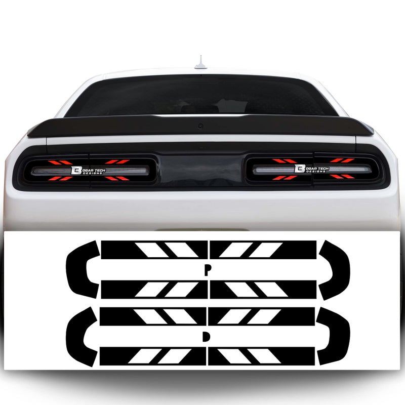 BOGAR TECH DESIGNS  Rear Taillight Race Track Blackout Vinyl Overlay Decal Cover Compatible with Dodge Challenger 20152024 Gloss Type C