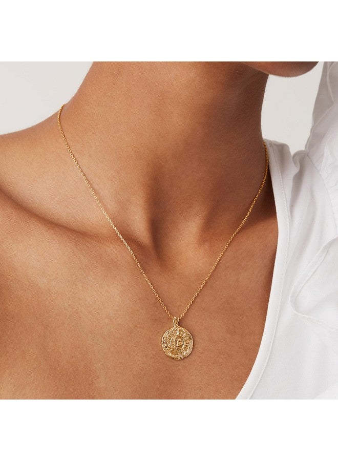 PAVOI Womens 14K Gold Plated ‚Äì Yellow Gold Engraved Coin Pendant With Necklace - Image 1