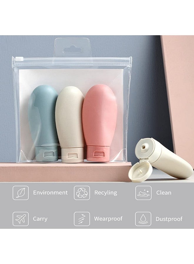 PAINISTIC HLH Travel Bottle, 3 Pcs Leak Proof Refillable Squeezable Containers Set(60 ml) with Label and Transparent Carry Bag for Liquid Shampoos, Soap and Toiletries, Multicolor, - Image 2