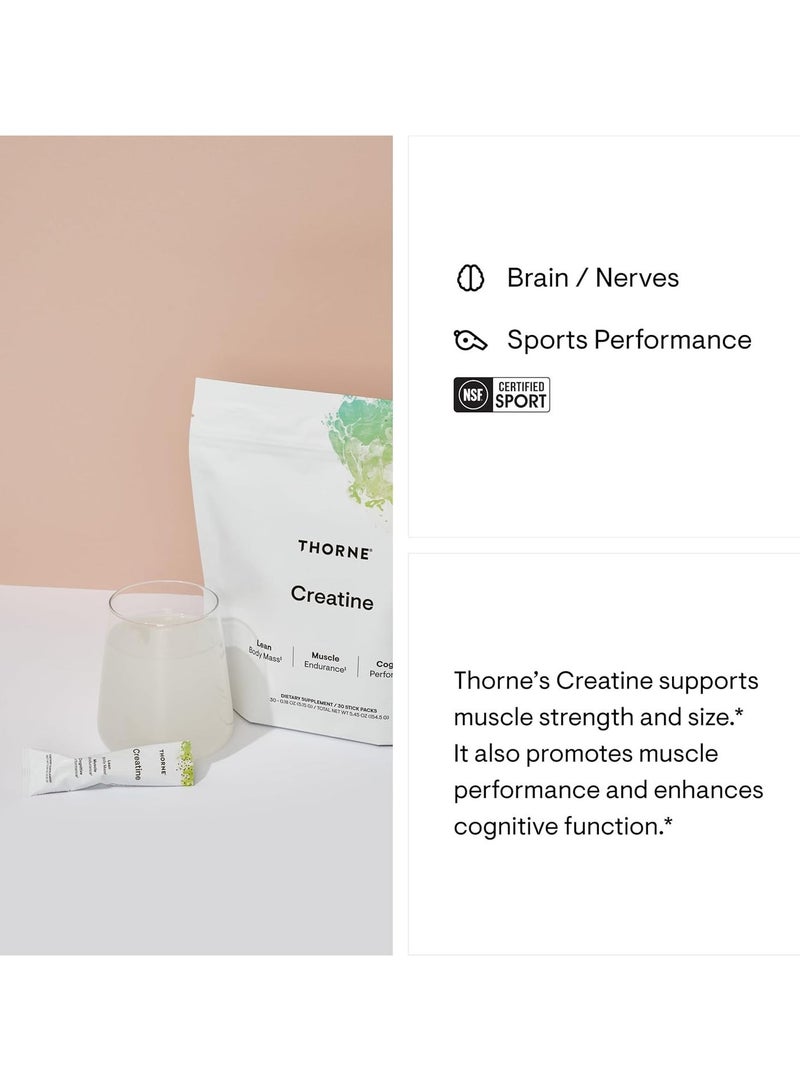 Thorne Creatine Lean Body Mass Muscle Endurance Cognitive Performance, DIETARY SUPPLEMENT / 30 STICK PACKS, 30 - 0.18 OZ (5.15 G) / TOTAL NET WT 5.45 OZ (154.5 G) - Image 5